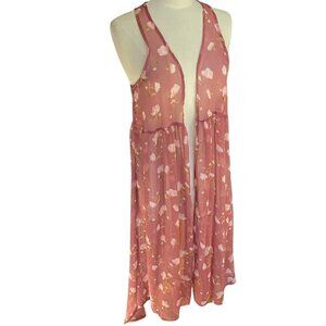 Lauren Conrad Sheer Floral Duster Kimono Cover-up Cottagecore Boho Hippie-OS